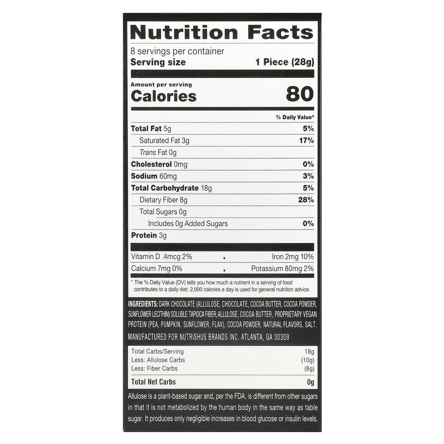 RxSugar, Swealthy Snax™, Snack Bars, Mint Brownie, 8 Packs, 1 oz (28 g) Each