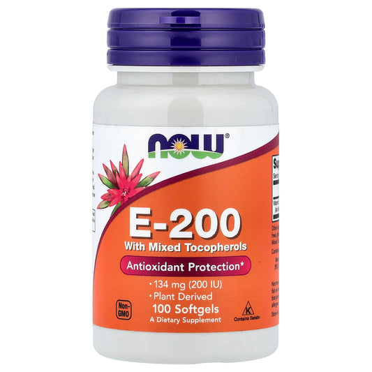 NOW Foods, E-200 with Mixed Tocopherols, 134 mg (200 IU), 100 Softgels