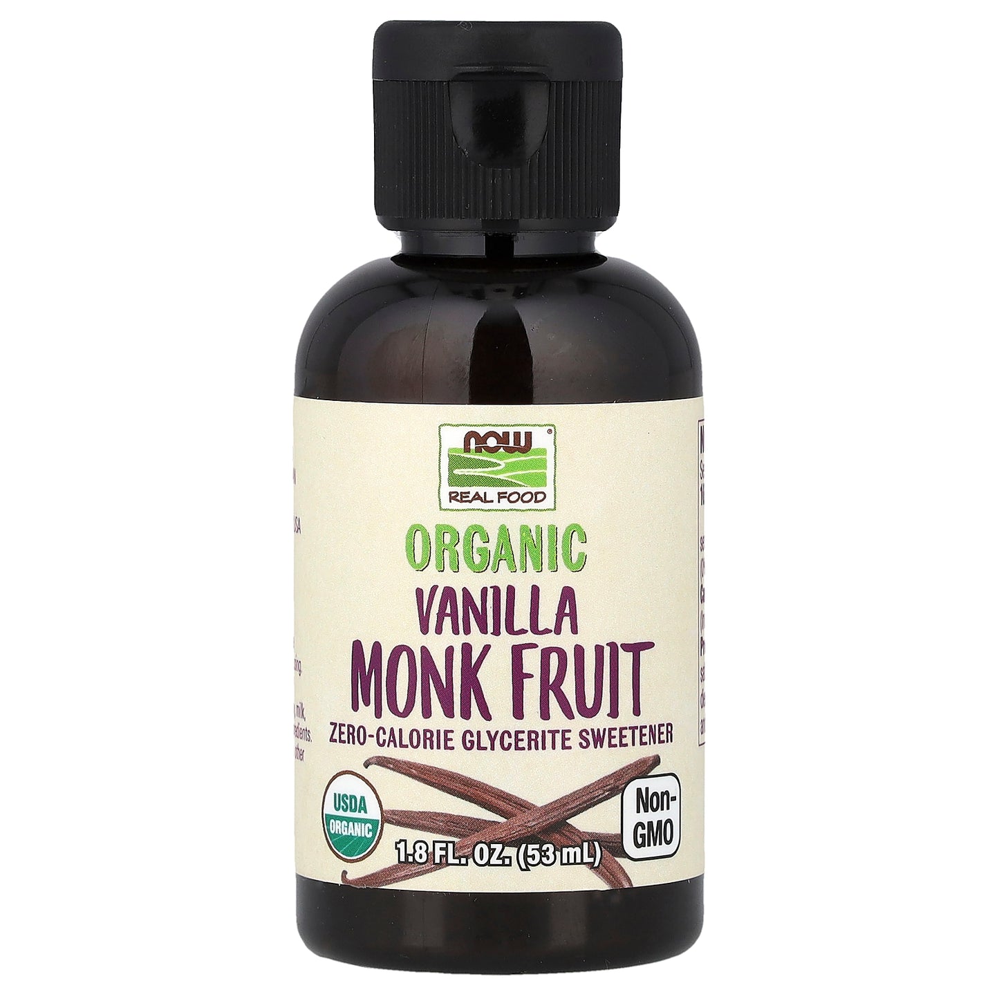 NOW Foods, Real Food, Organic Monk Fruit, Vanilla, 1.8 fl oz (53 ml)