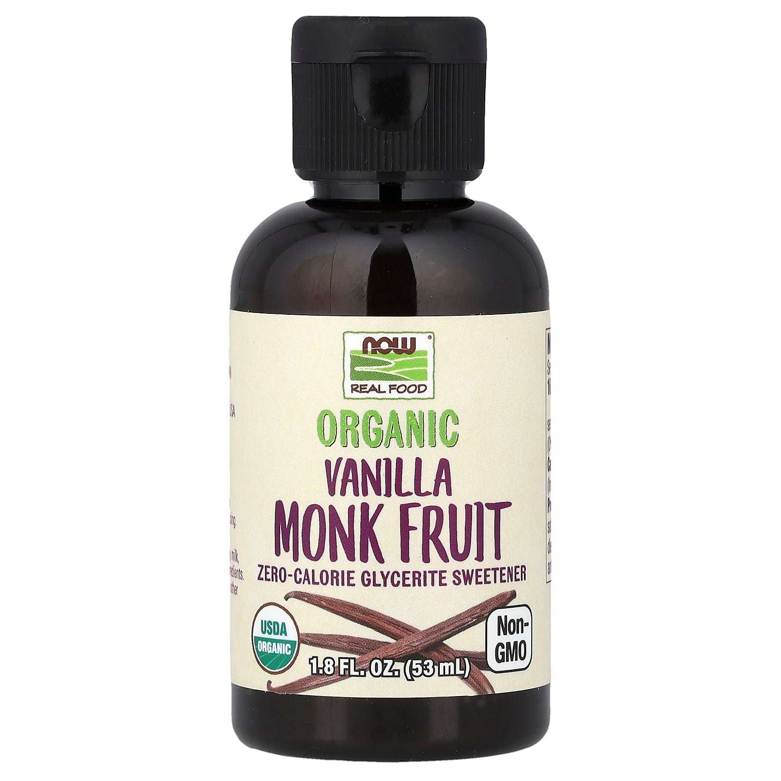 NOW Foods, Real Food, Organic Monk Fruit, Vanilla, 1.8 fl oz (53 ml)