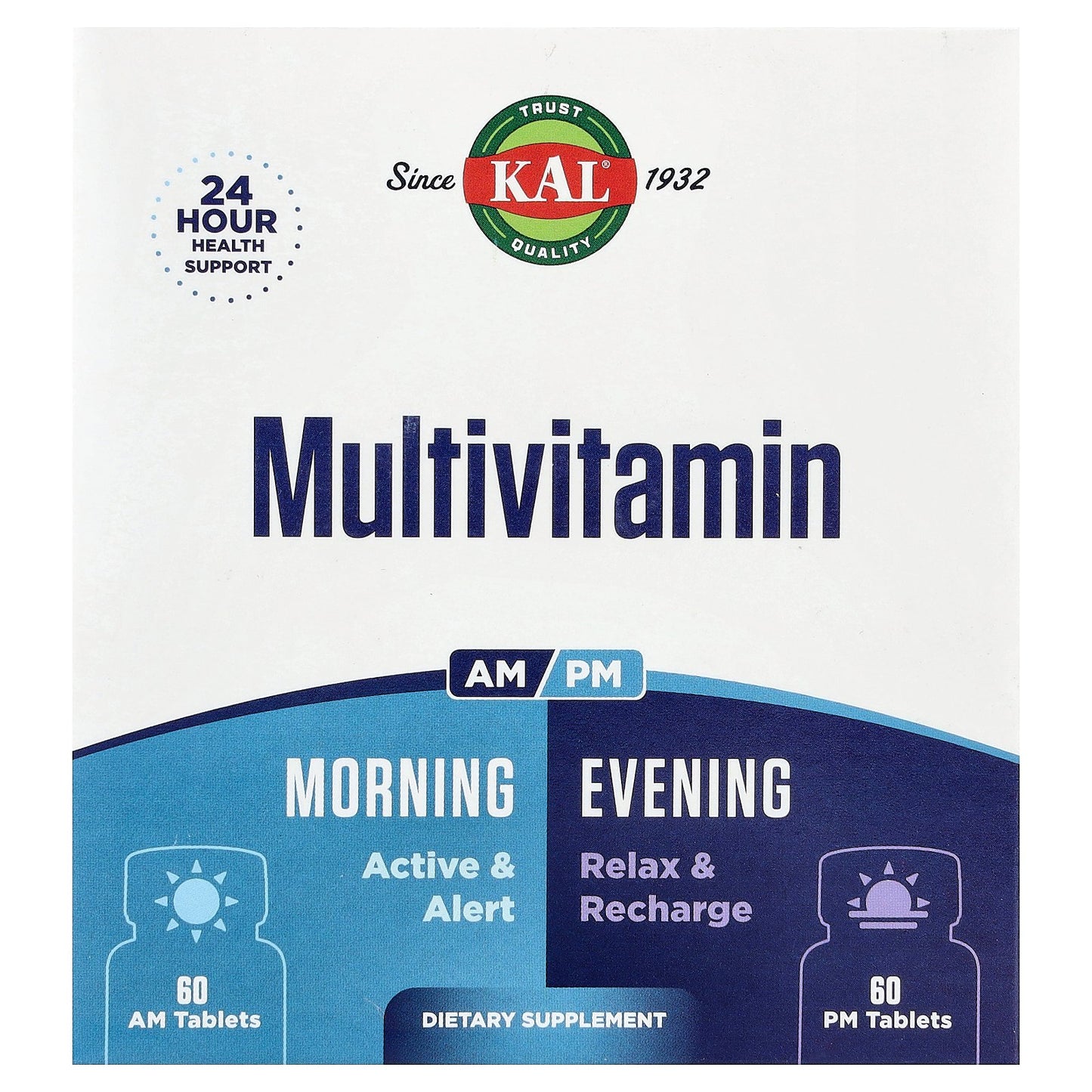 KAL, Multivitamin, Morning & Evening, 2 Pack, 60 Tablets Each