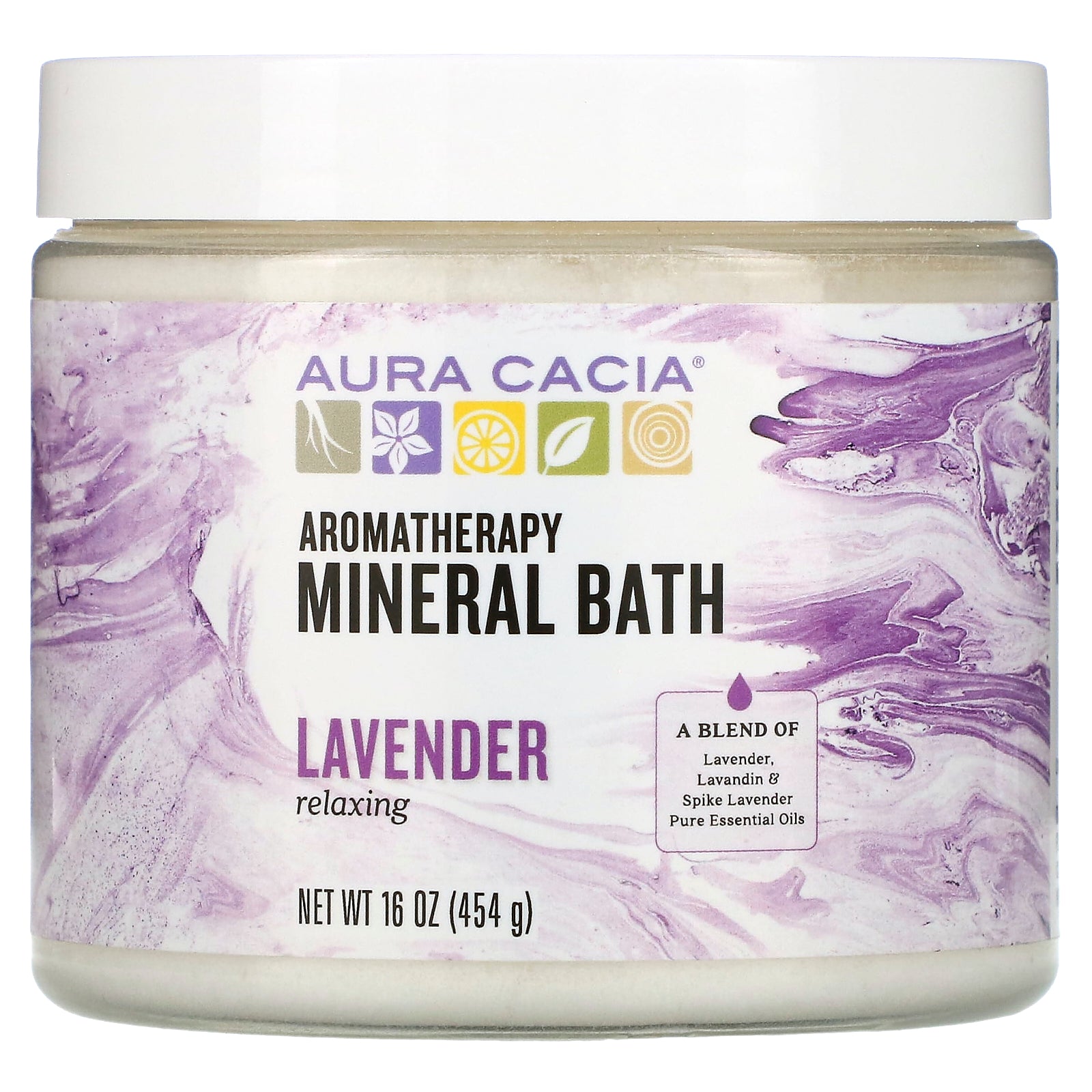 Aura Cacia, Aromatherapy Mineral Bath, Relaxing Lavender, 16 oz (454 g)