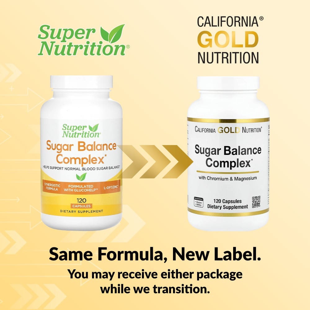 California Gold Nutrition, Sugar Balance Complex with Chromium, Gymnema Sylvestre, Gingko Biloba and Milk Thistle, 120 Capsules