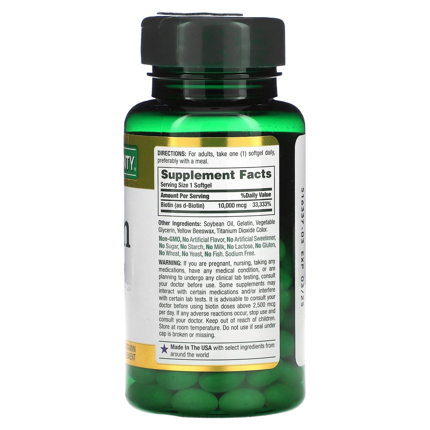 Nature's Bounty, Biotin, 10,000 mcg, 120 Rapid Release Softgels