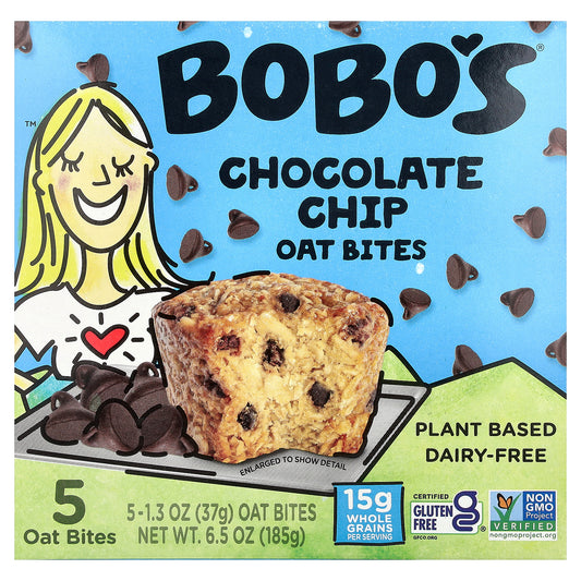 Bobo's Oat Bars, Oat Bites, Chocolate Chip, 5 Bites, 1.3 oz (37 g) Each