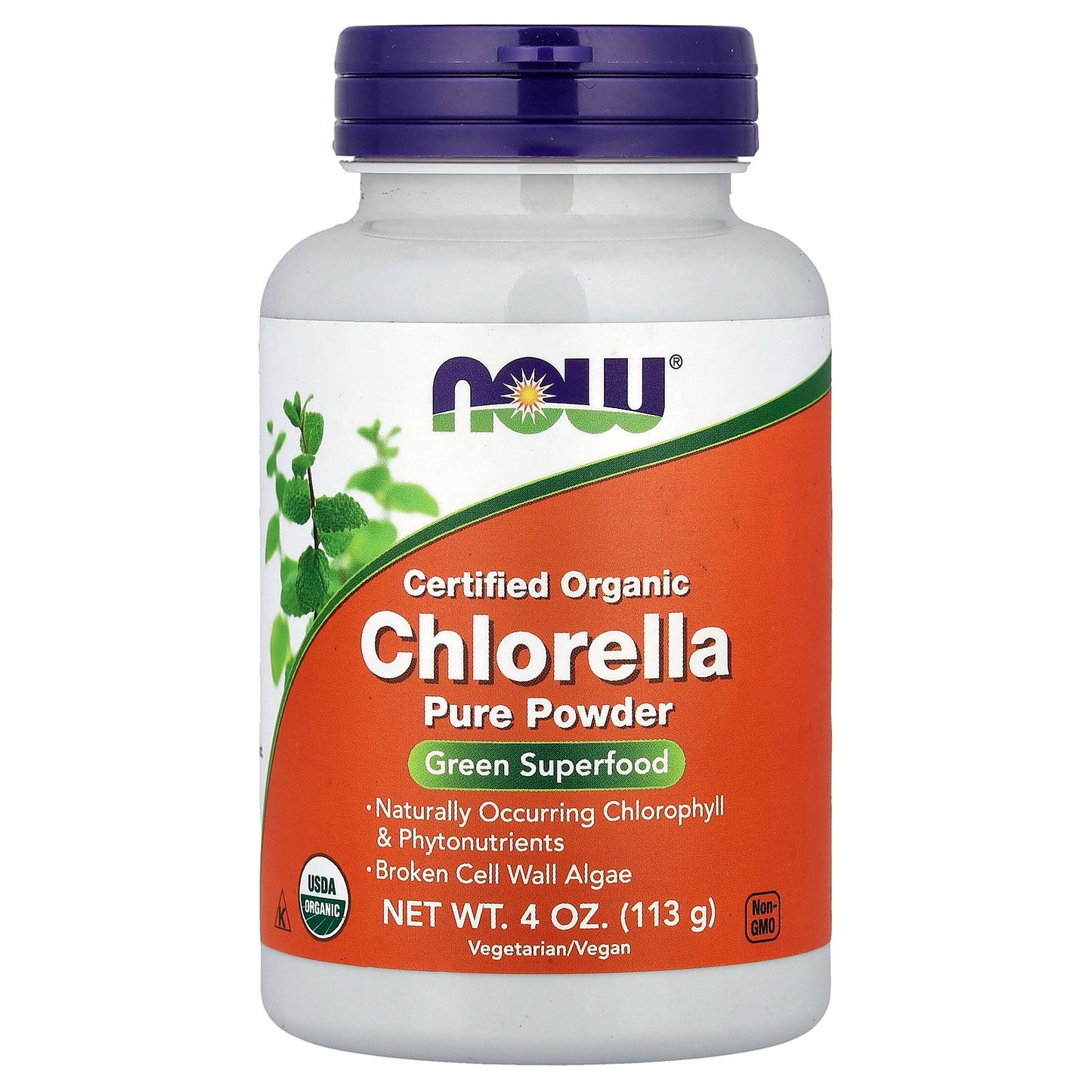 NOW Foods, Certified Organic Chlorella Pure Powder, 4 oz (113 g)