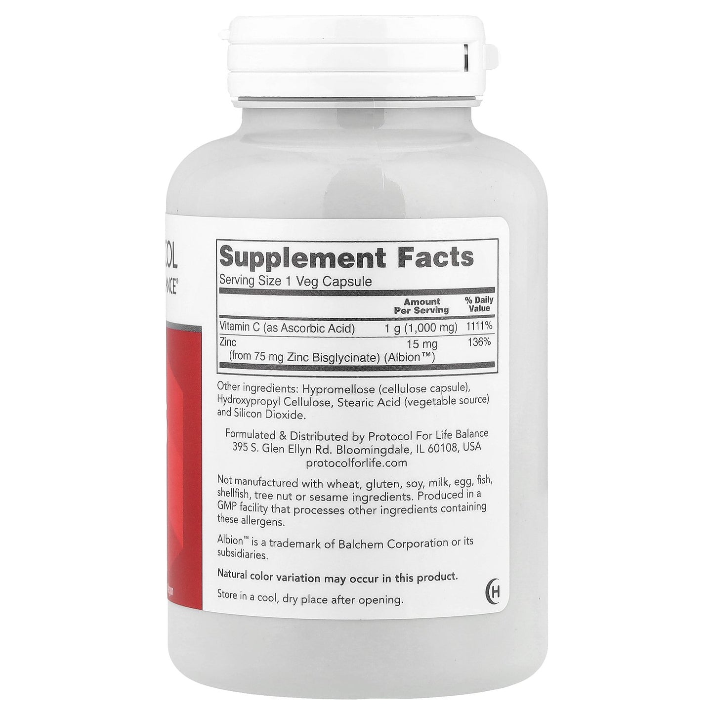 Protocol for Life Balance, C-1000 + Zinc-15, 120 Veg Capsules