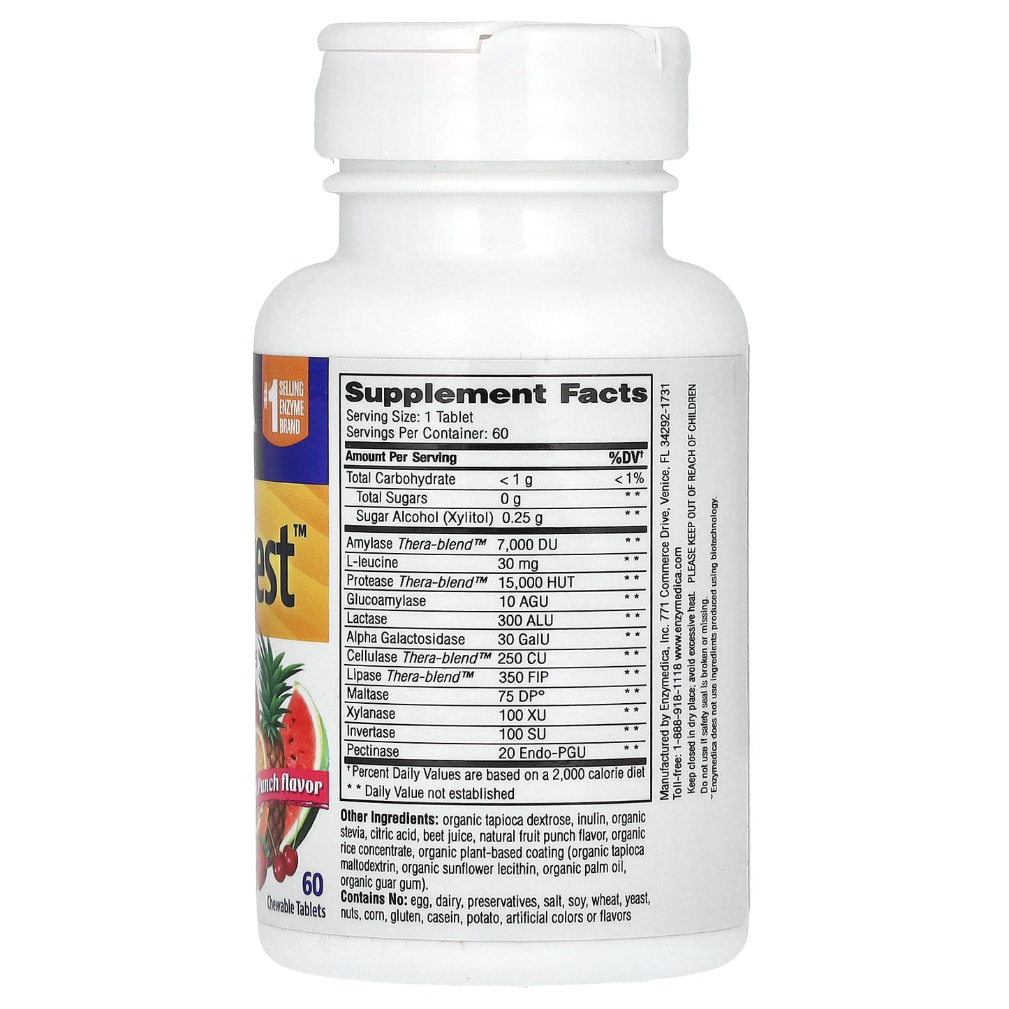 Enzymedica, Kids Digest, Fruit Punch, 60 Chewable Tablets