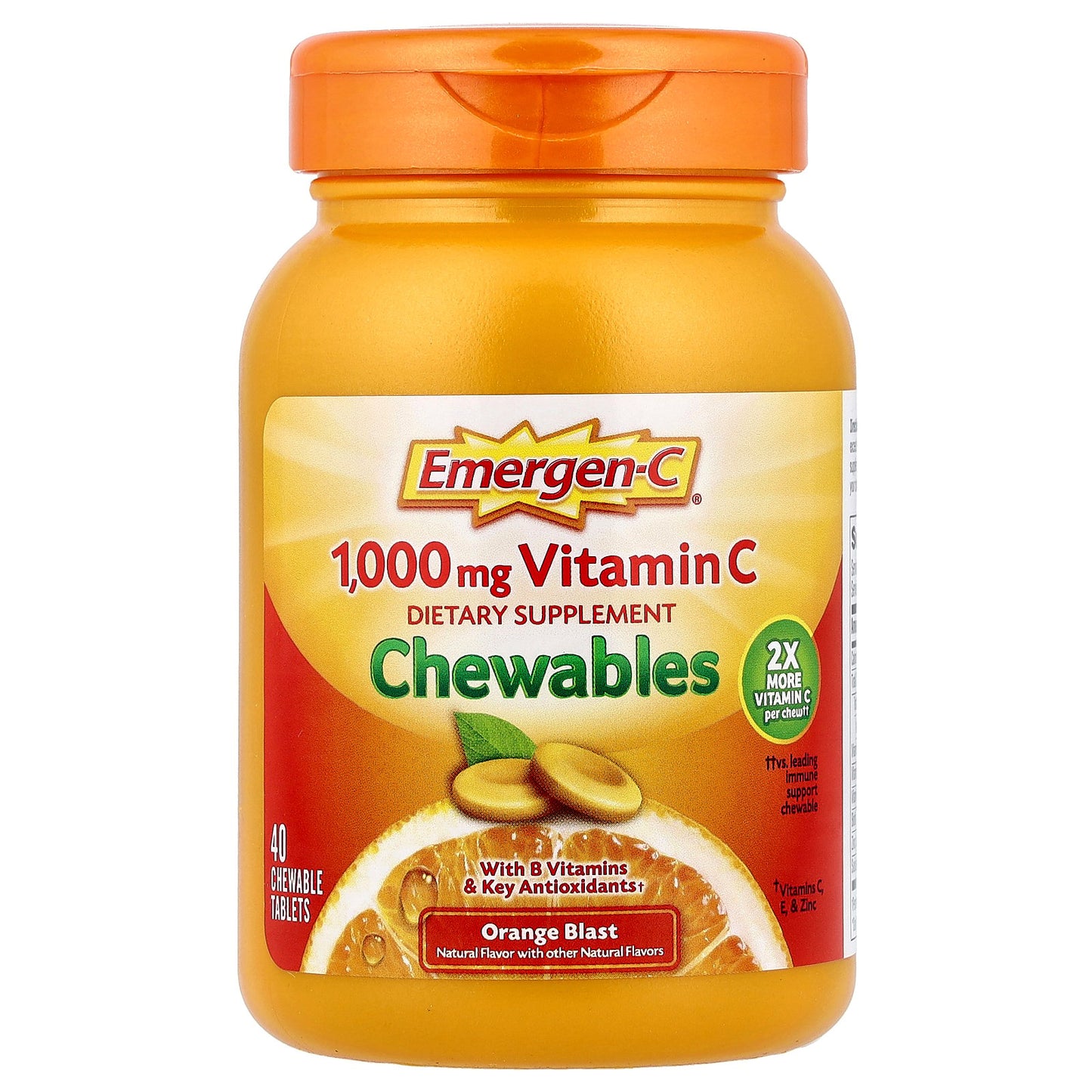 Emergen-C, Vitamin C Chewables, Orange Blast, 40 Chewable Tablets