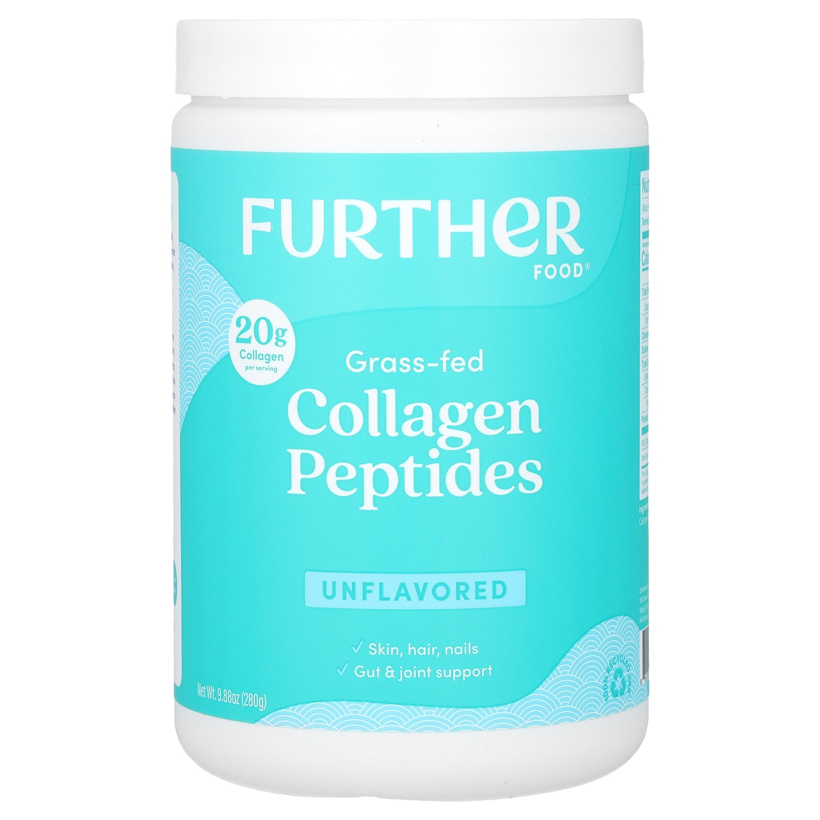 Further Food, Grass-Fed Collagen Peptides, Unflavored, 9.88 oz (280 g)