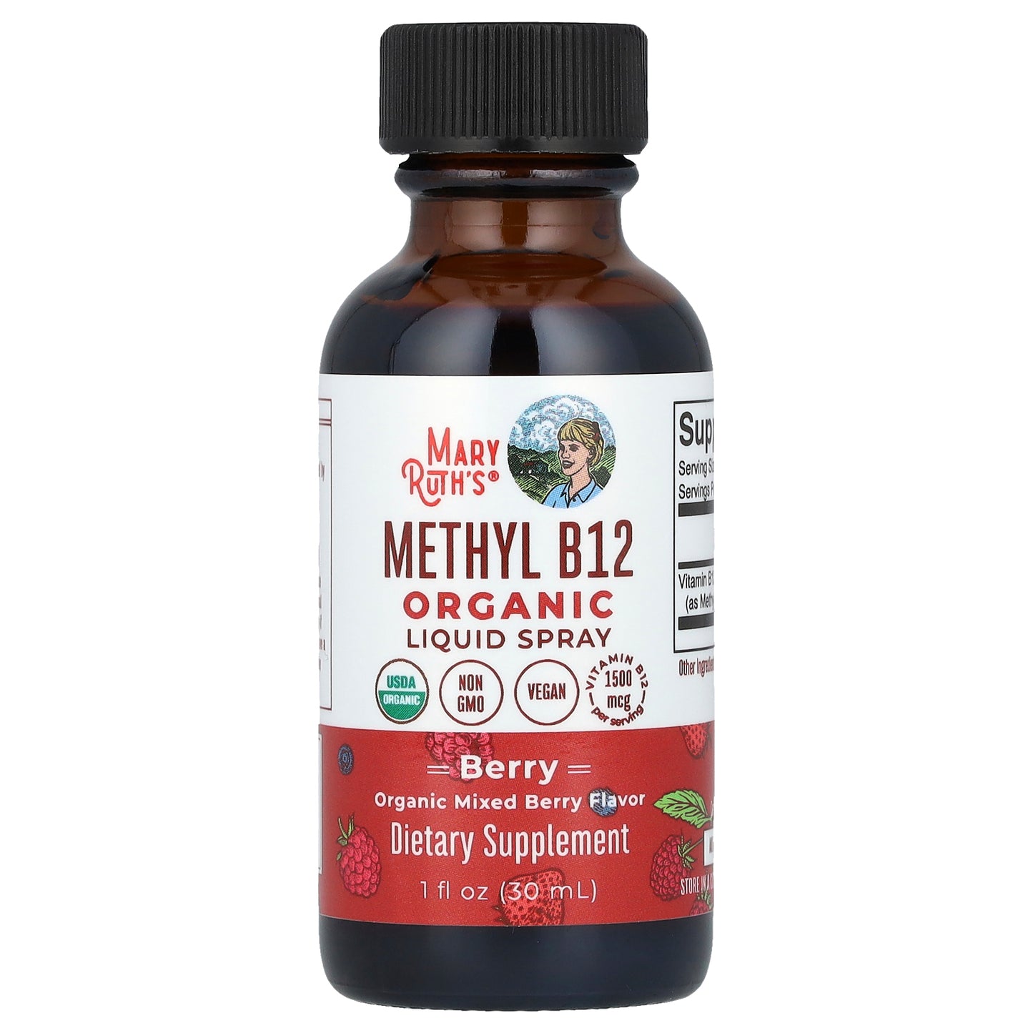 MaryRuth's, Organic Methyl B12 Liquid Spray, Berry, 1,500 mcg, 1 fl oz (30 ml)