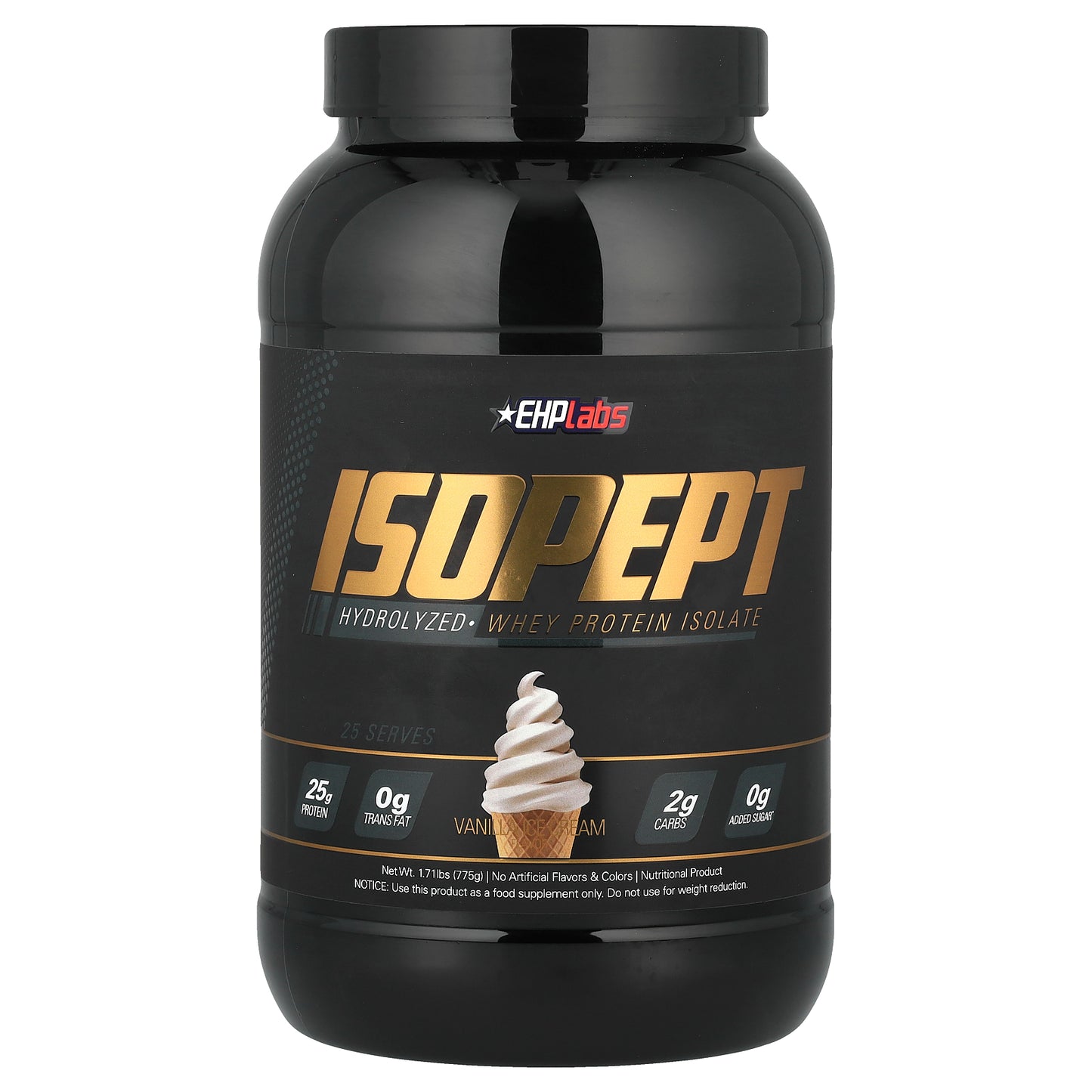 EHPlabs, IsoPept, Hydrolyzed Whey Protein Isolate, Vanilla Ice Cream, 1.71 lbs (775 g)