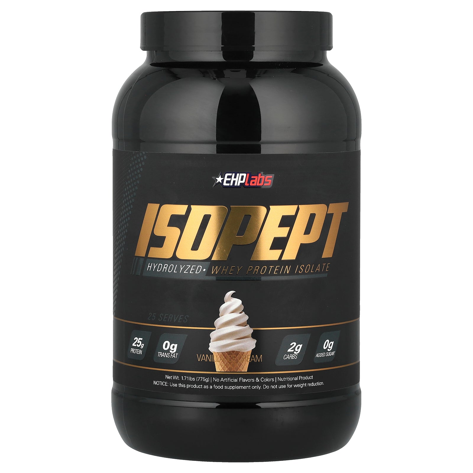 EHPlabs, IsoPept, Hydrolyzed Whey Protein Isolate, Vanilla Ice Cream, 1.71 lbs (775 g)