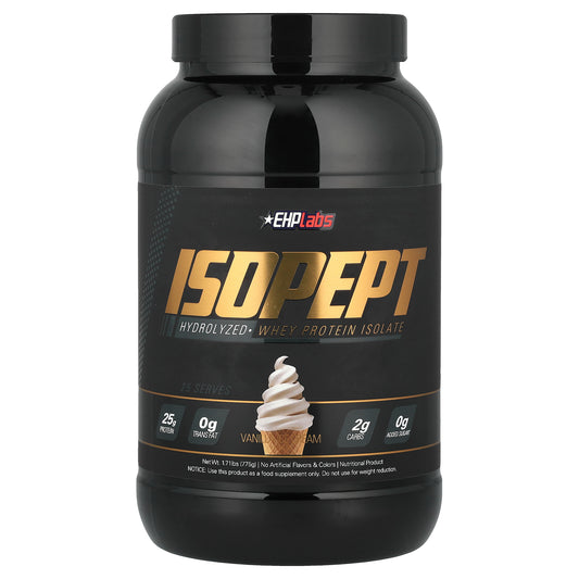 EHPlabs, IsoPept, Hydrolyzed Whey Protein Isolate, Vanilla Ice Cream, 1.71 lbs (775 g)