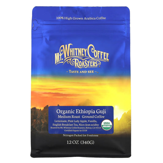 Mt. Whitney Coffee Roasters, Organic Ethiopia Guji, Ground Coffee, Medium Roast, 12 oz (340 g)