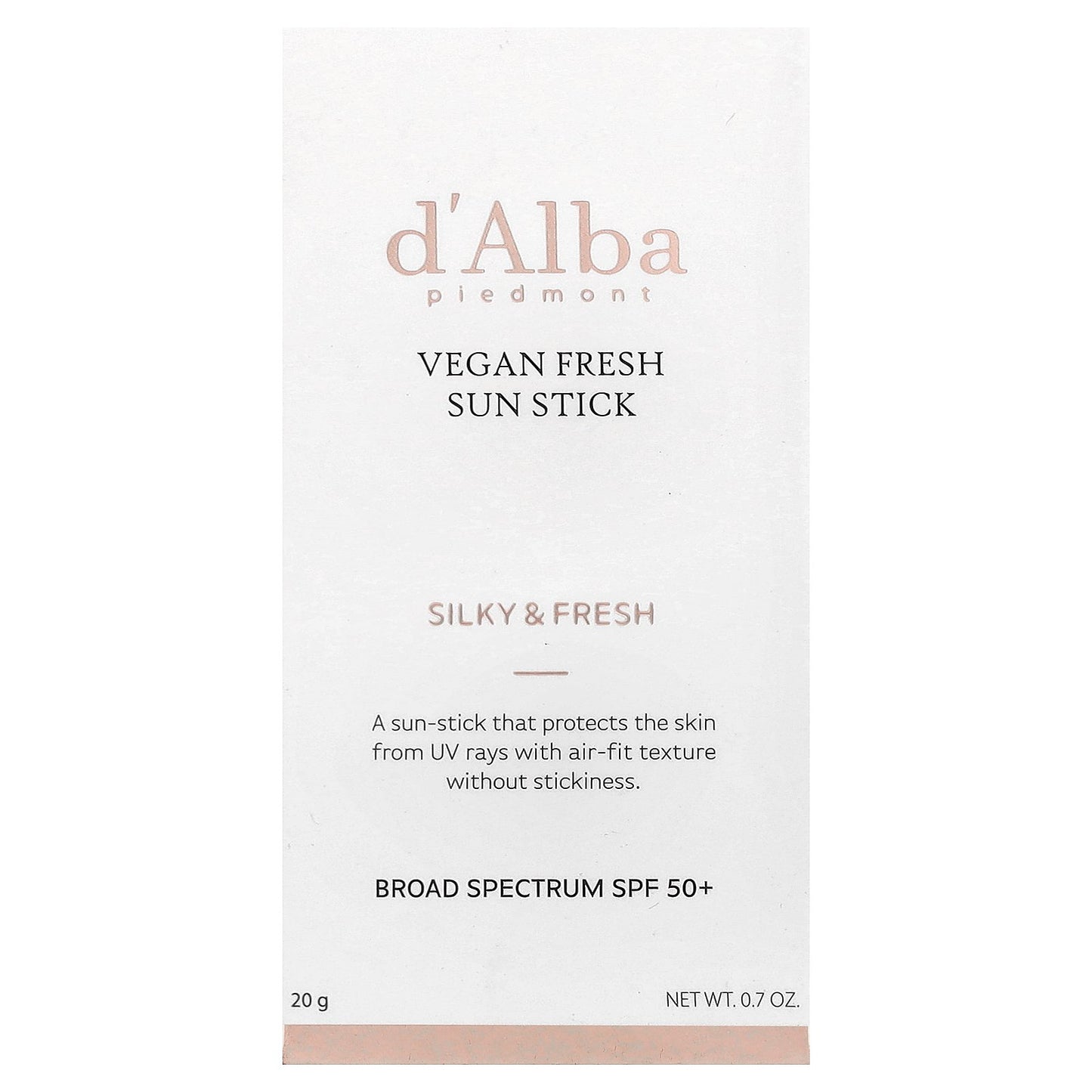d'Alba, Vegan Fresh Sun Stick, SPF 50+, 0.7 oz (20 g)