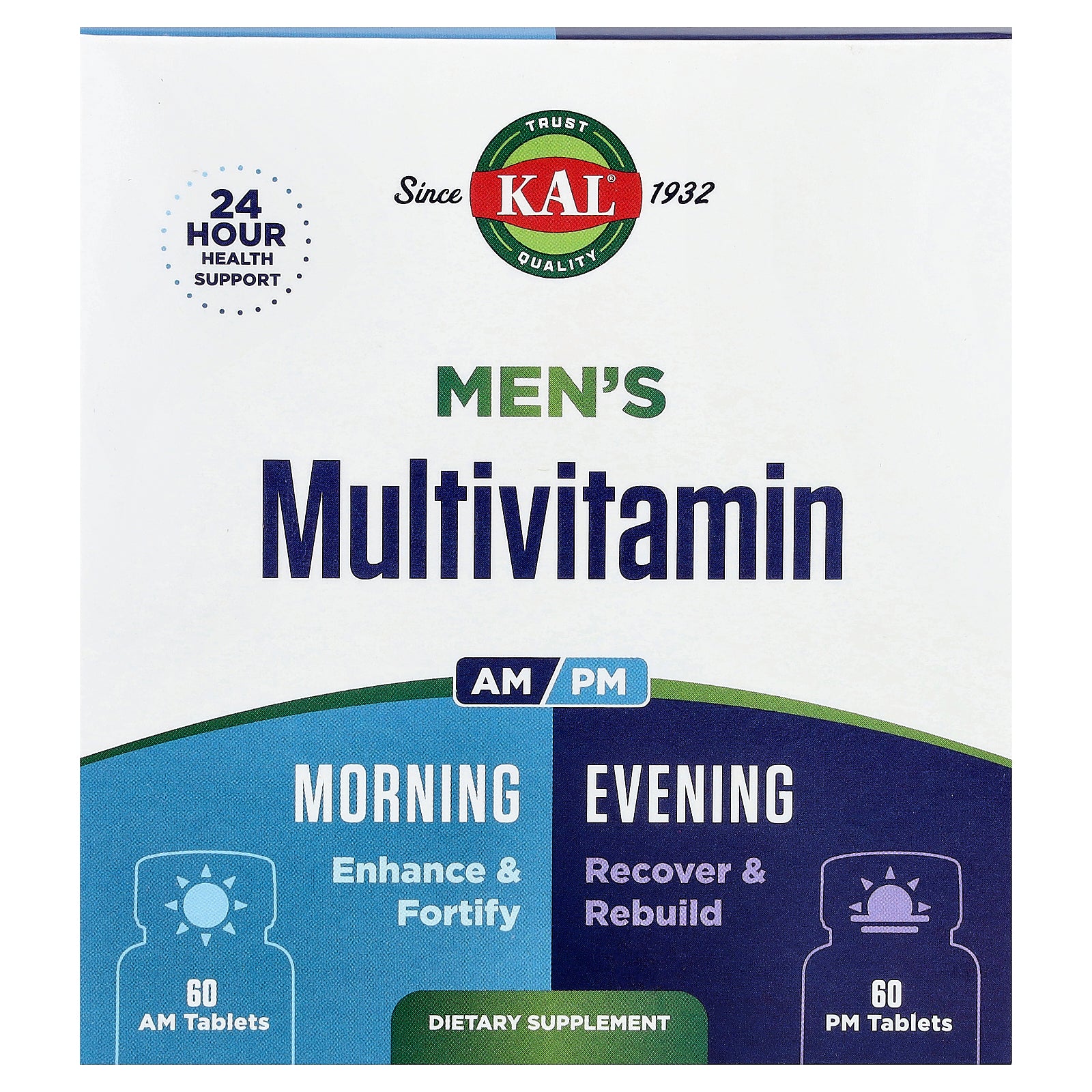 KAL, Men's Multivitamin, Morning & Evening, 2 Pack, 60 Tablets Each