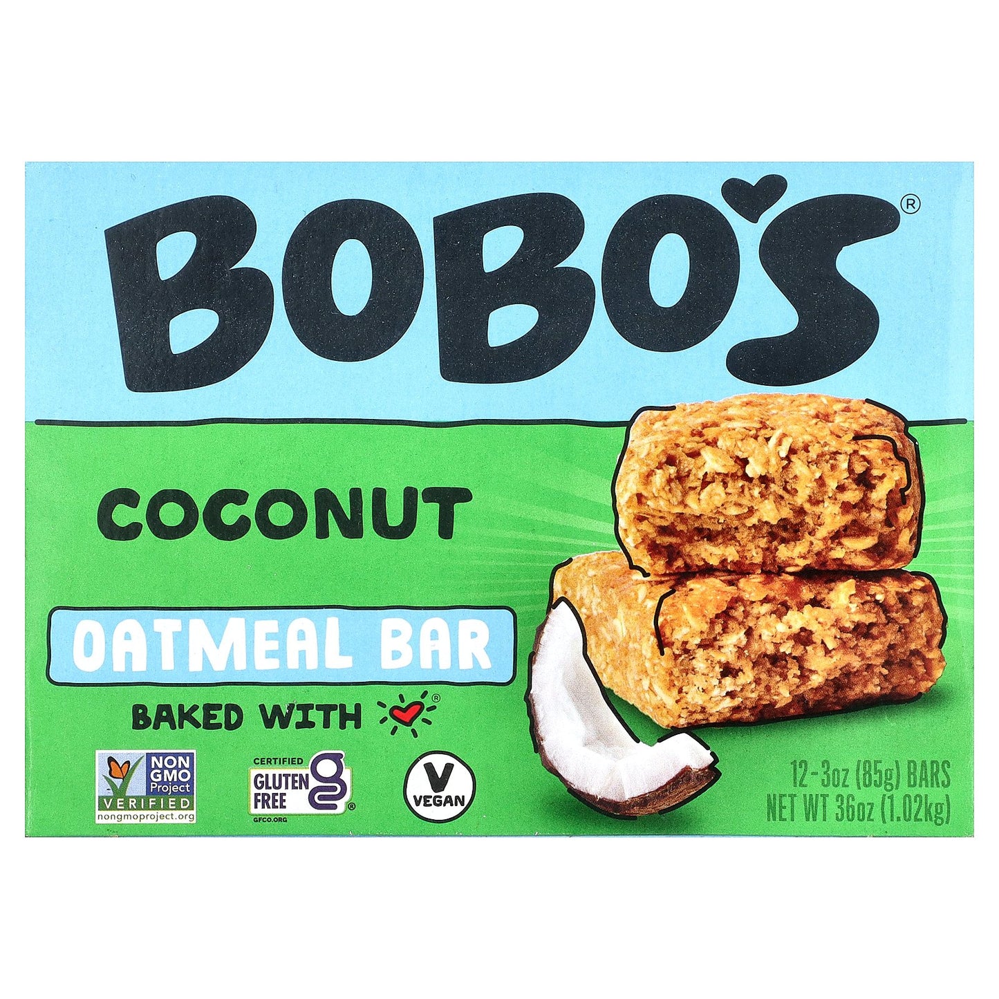 Bobo's Oat Bars, Coconut Oatmeal Bars, 12 Bars, 3 oz (85 g) Each