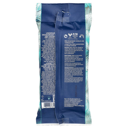 Pacifica, Underarm Deodorant Wipes with Coconut Milk, 30 Pre-Moistened Towelettes