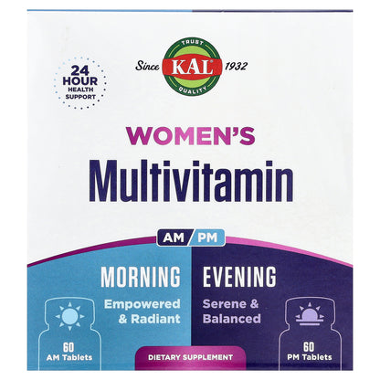 KAL, Women's Multivitamin, Morning & Evening, 2 Pack, 60 Tablets Each
