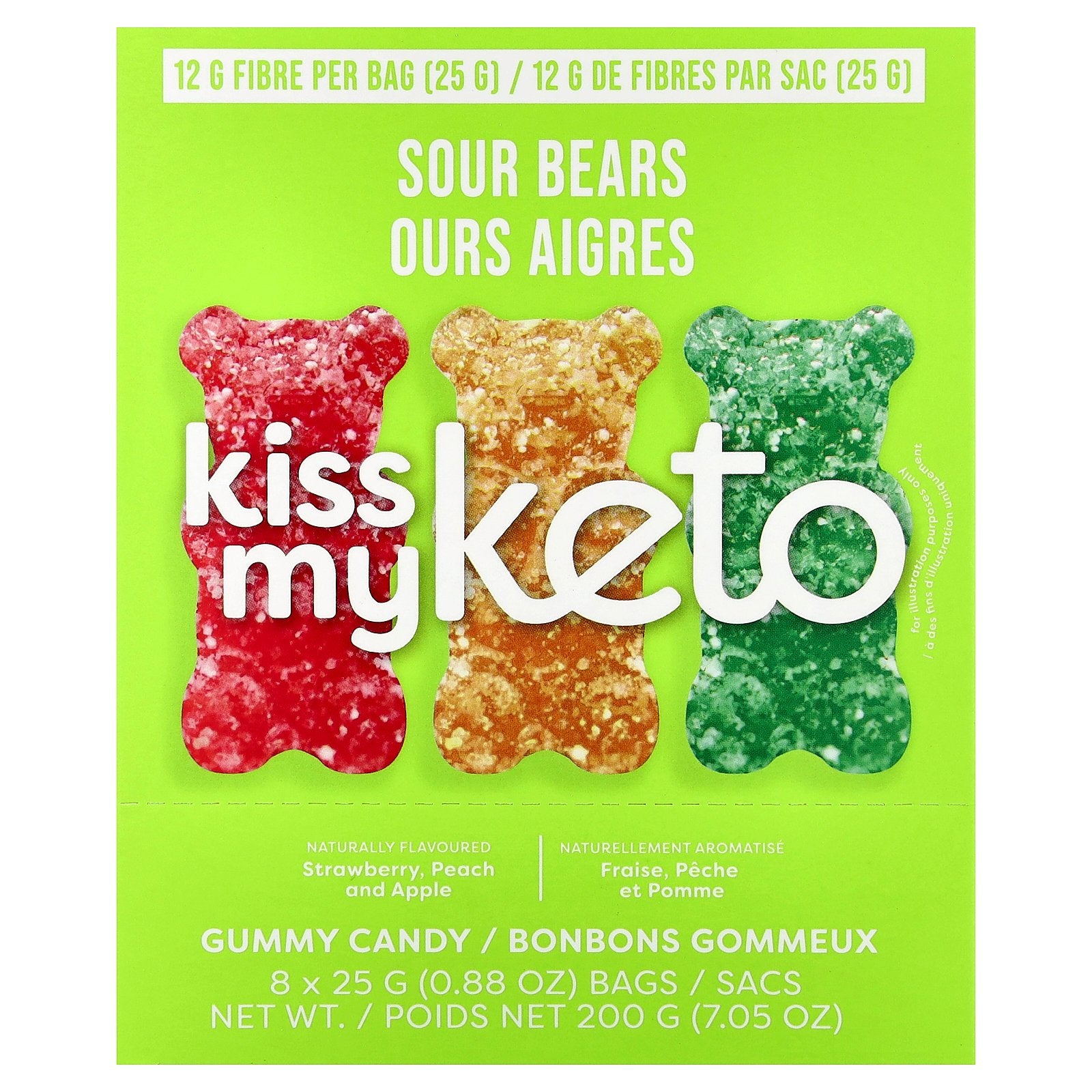 Kiss My Keto, Gummy Candy, Sour Bears, 8 Bags, 0.88 oz (25 g)