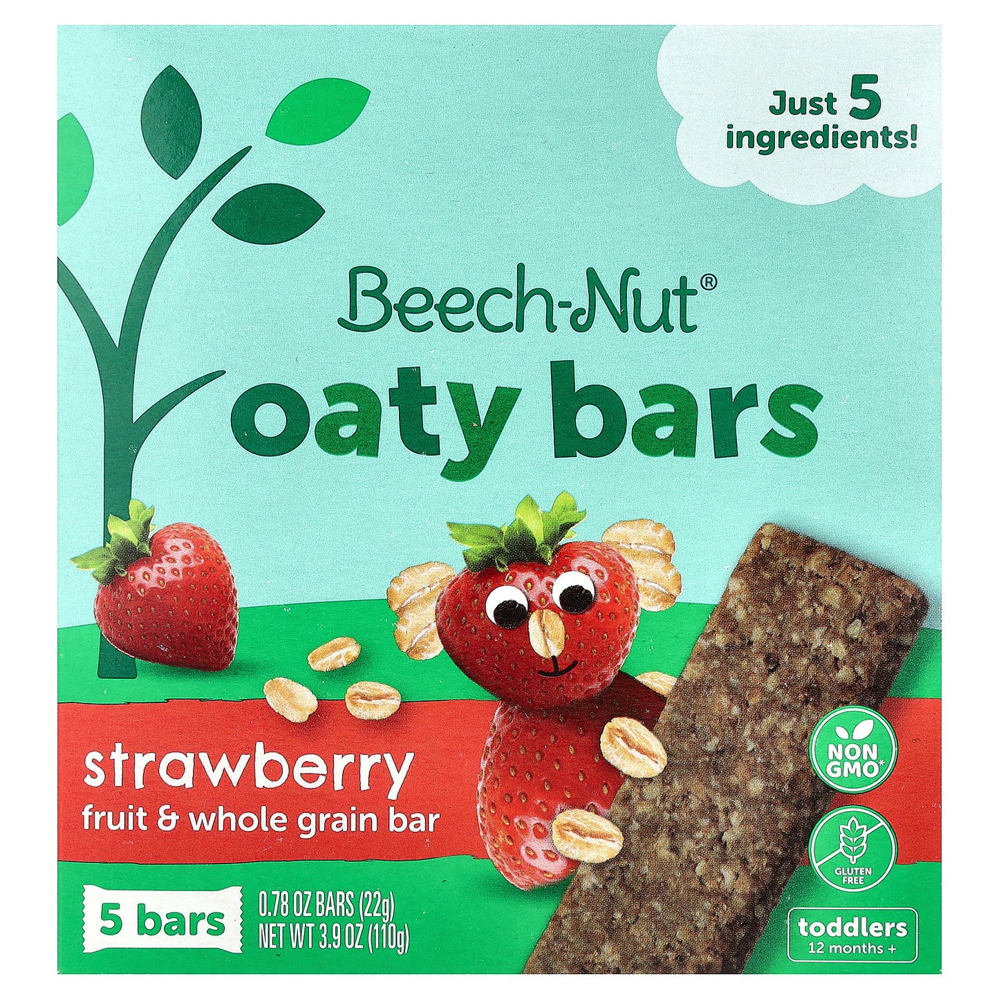 Beech-Nut, Oaty Bars, 12+ Months, Strawberry, 5 Bars, 0.78 oz (22 g) Each