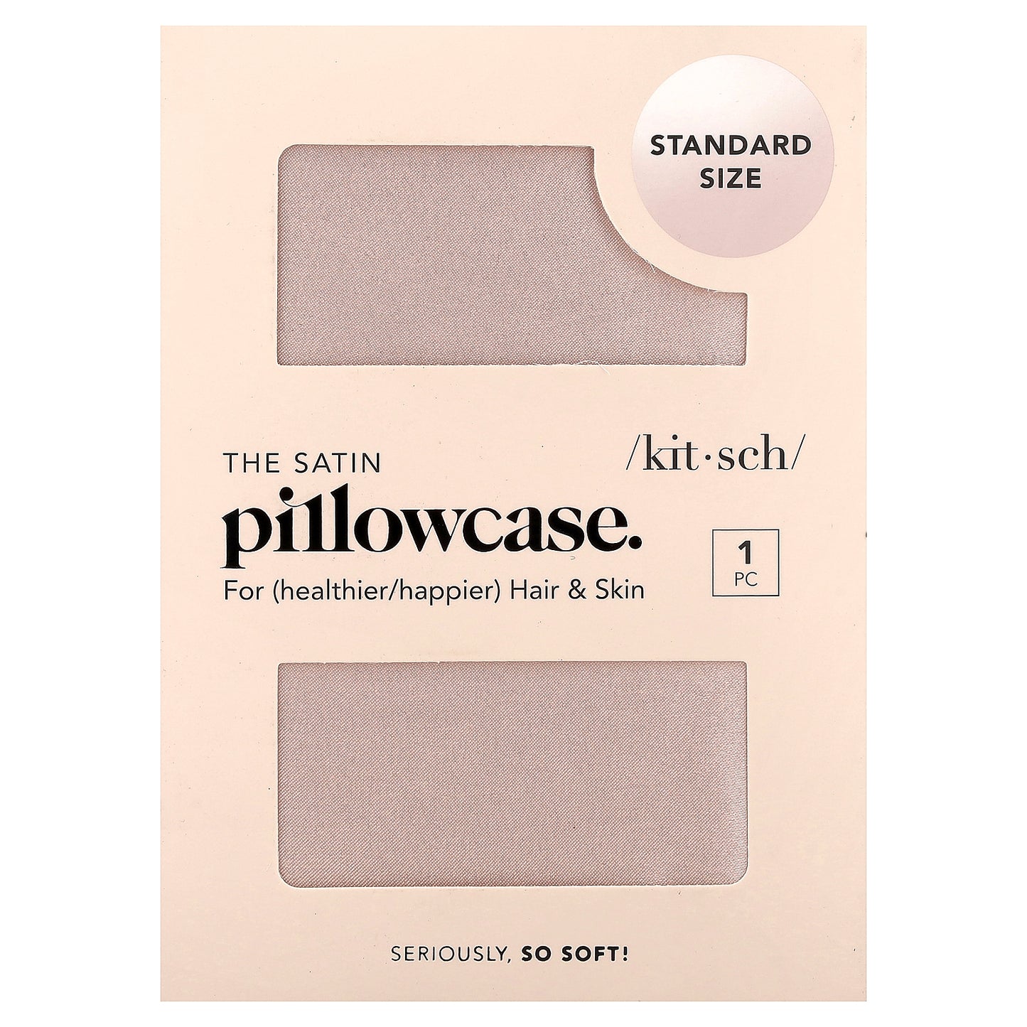 Kitsch, The Satin Pillowcase, Standard Size, Blush, 1 Pillowcase