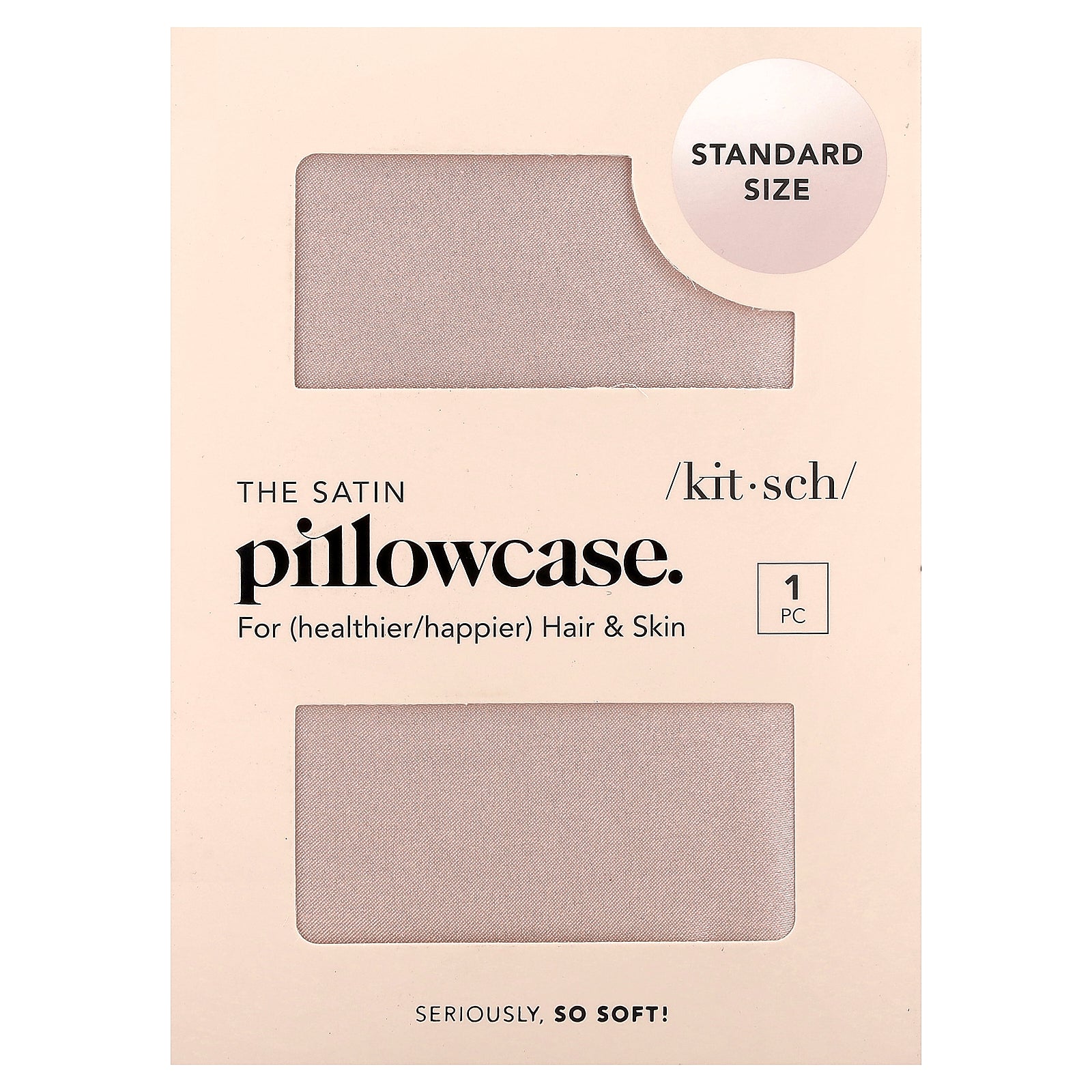 Kitsch, The Satin Pillowcase, Standard Size, Blush, 1 Pillowcase