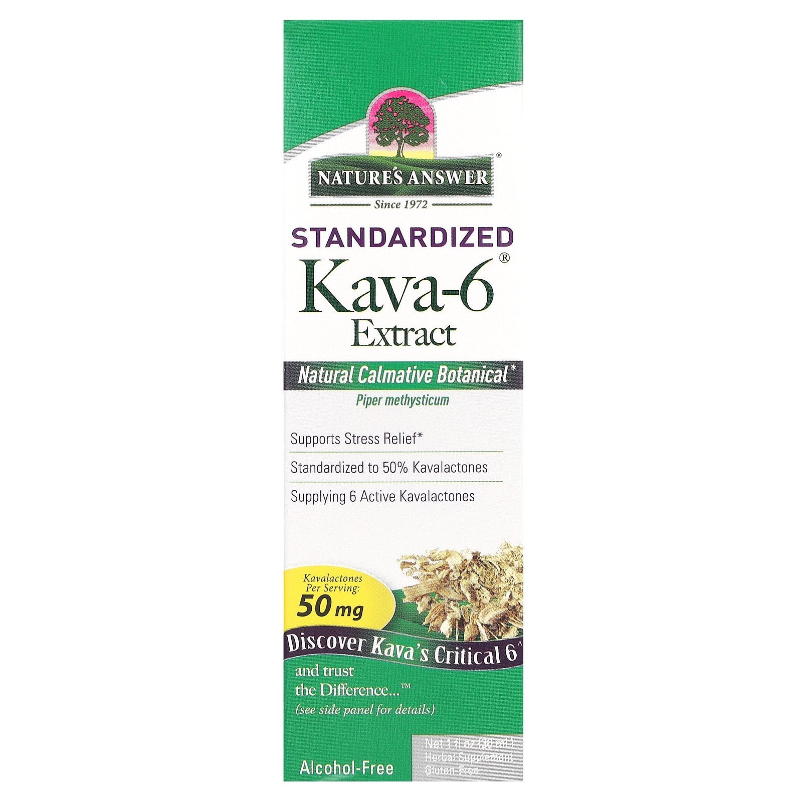 Nature's Answer, Kava-6 Extract, Standardized, Alcohol-Free, 100 mg, 1 fl oz (30 ml)