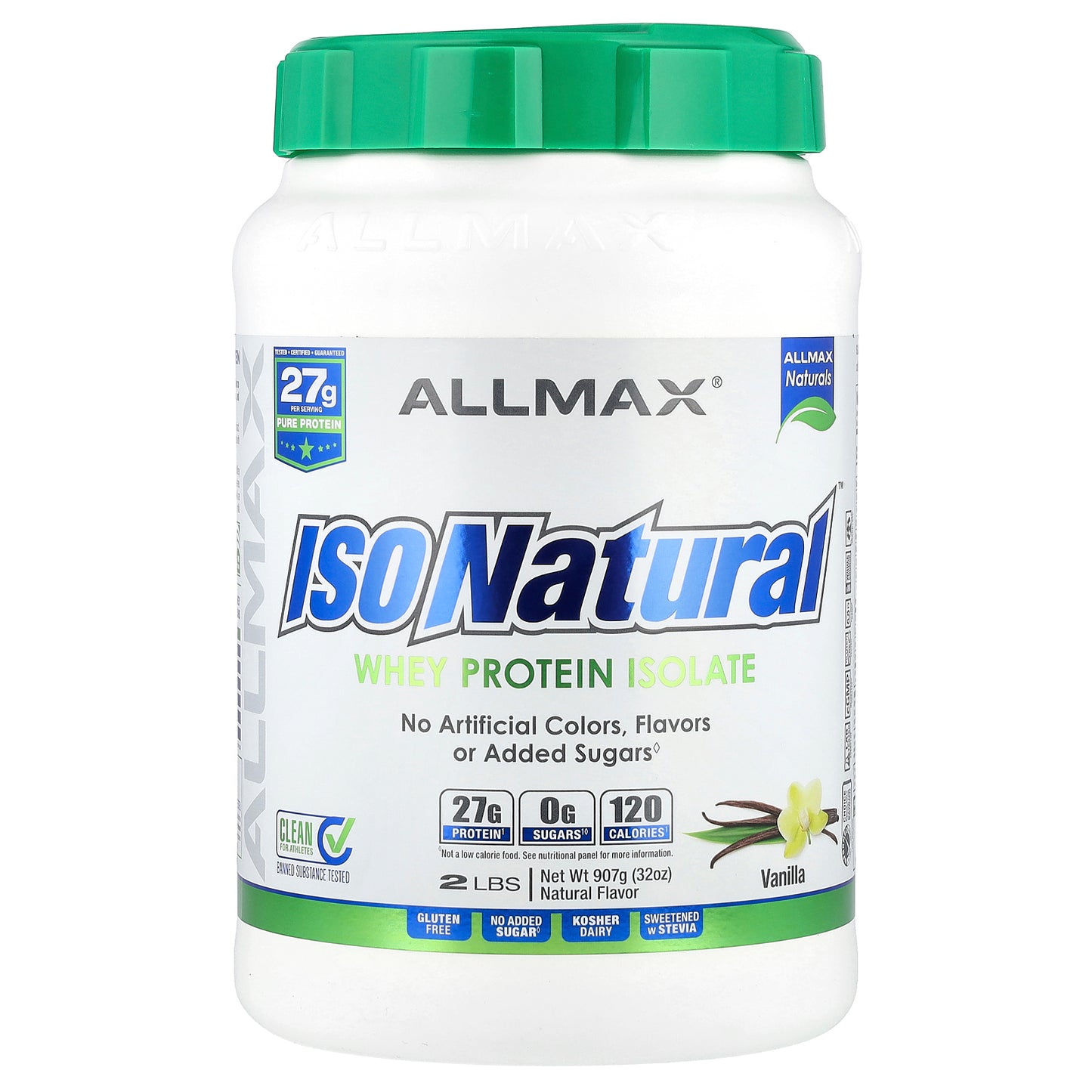 ALLMAX, ISONatural™, Pure Whey Protein Isolate, Vanilla, 2 lbs (907 g)