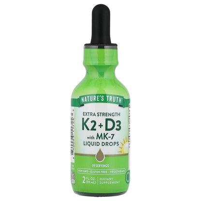 Nature's Truth, K2 + D3 with MK-7 Liquid Drops, 2 fl oz (59 ml)