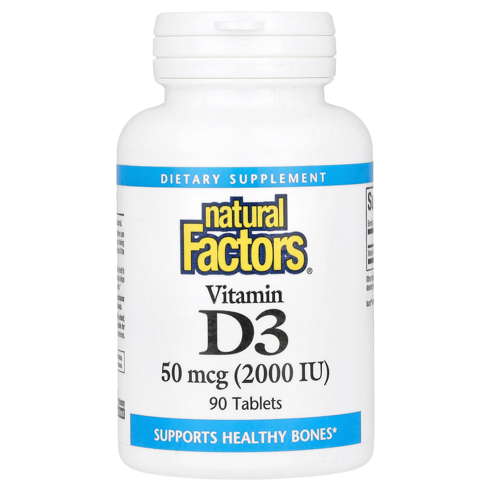 Natural Factors, Vitamin D3, 50 mcg (2,000 IU), 90 Tablets