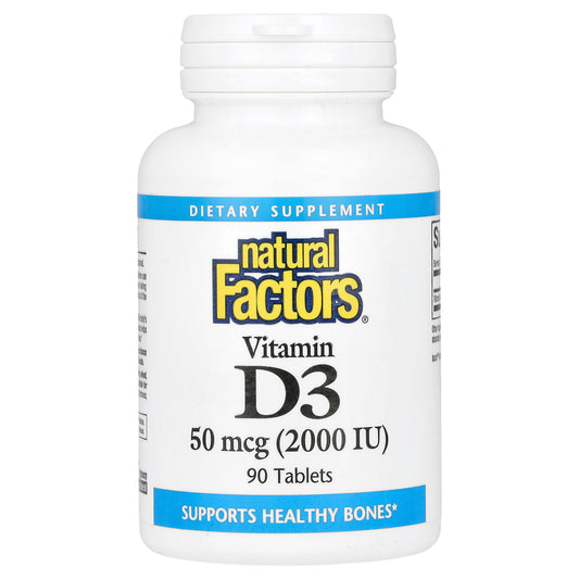 Natural Factors, Vitamin D3, 50 mcg (2,000 IU), 90 Tablets