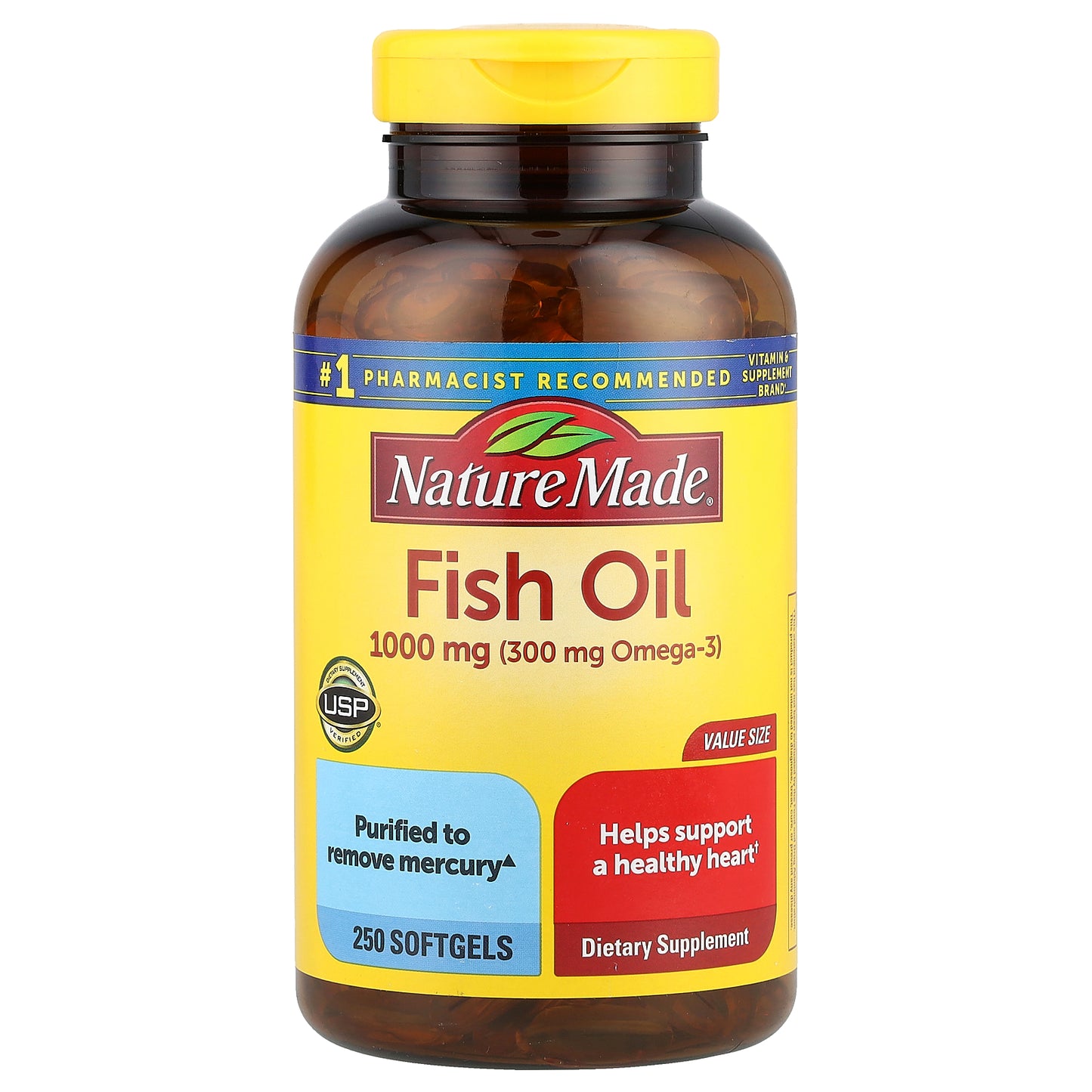 Nature Made, Fish Oil, 1,000 mg, 250 Softgels (500 mg per Softgel)