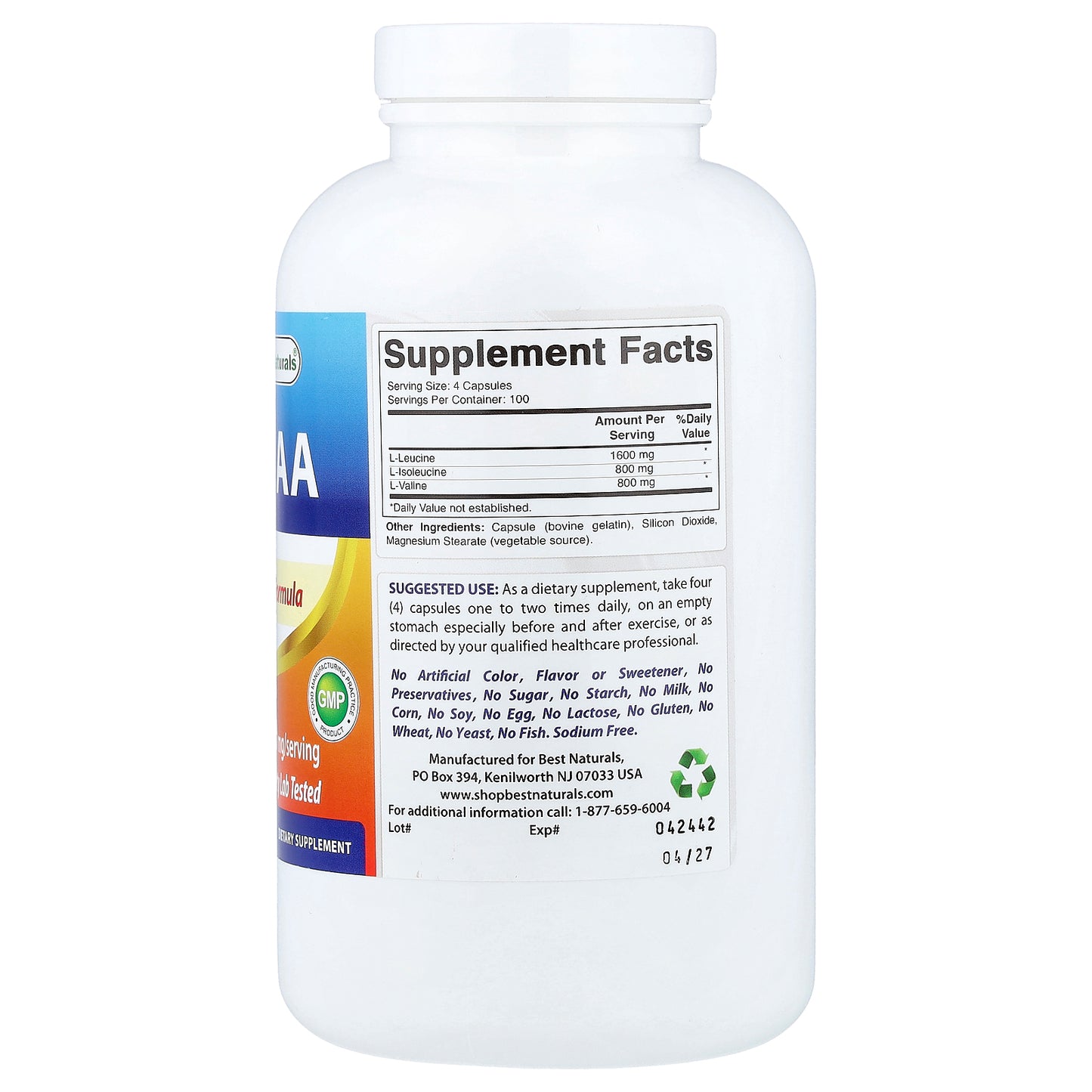 Best Naturals, BCAA, 400 Capsules