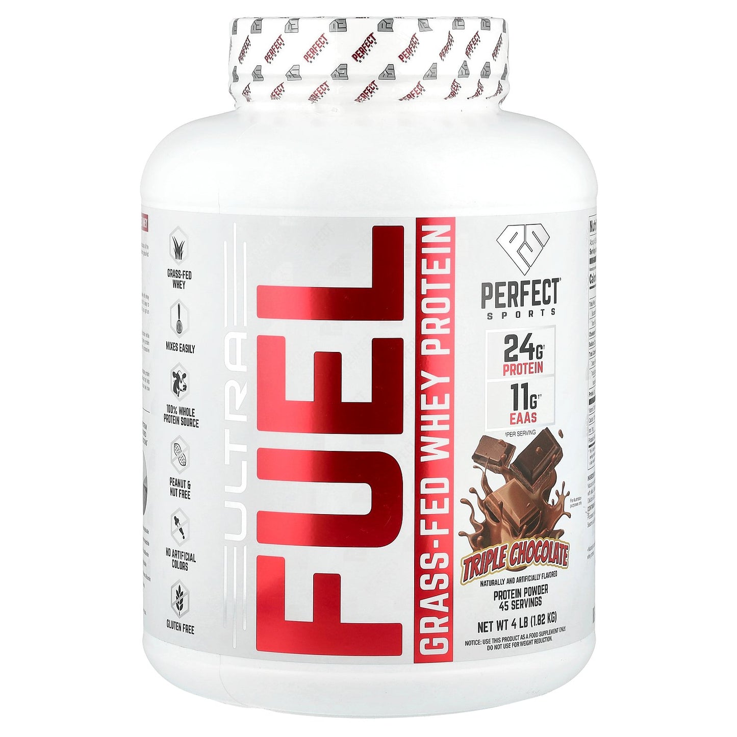 PERFECT Sports, Ultra Fuel, Grass-Fed Whey Protein, Triple Chocolate, 4 lb (1.82 kg)