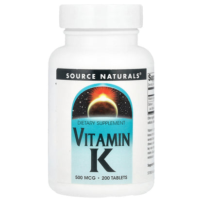 Source Naturals, Vitamin K, 500 mcg, 200 Tablets