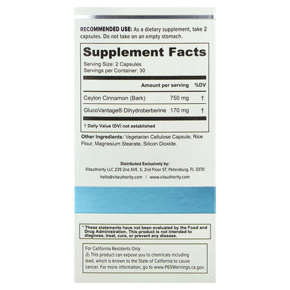 Vitauthority, Berberine +, 60 Vegetarian Capsules