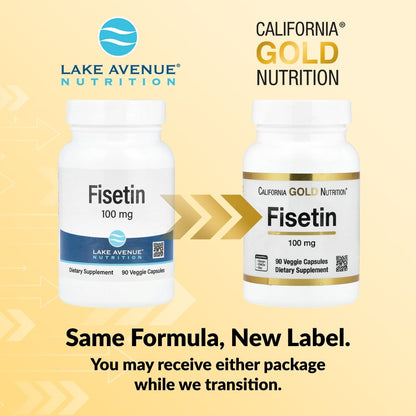 California Gold Nutrition, Fisetin, 100 mg, 90 Veggie Capsules