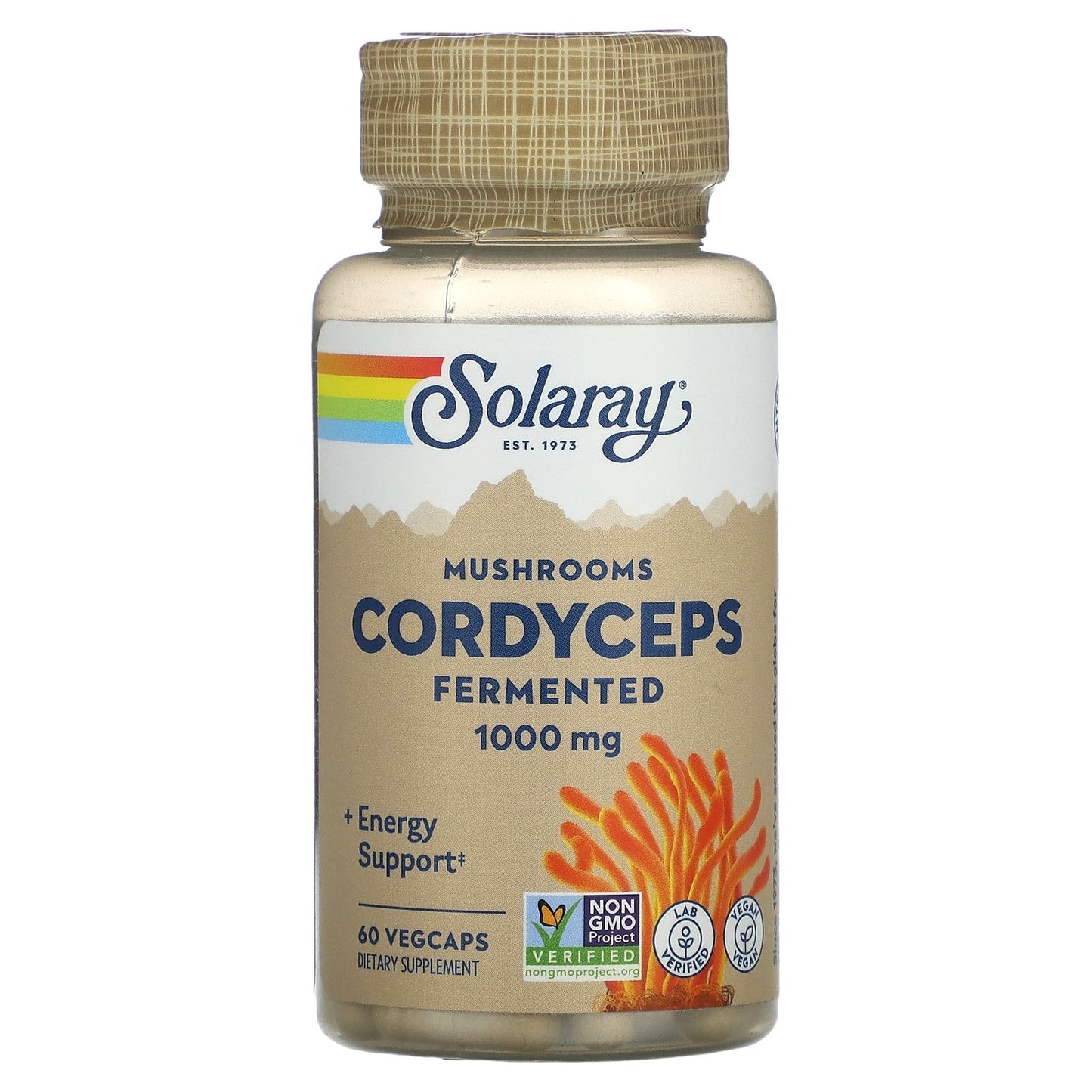 Solaray, Cordyceps, Fermented Mushrooms, 1,000 mg, 60 VegCaps (500 mg per Capsule)