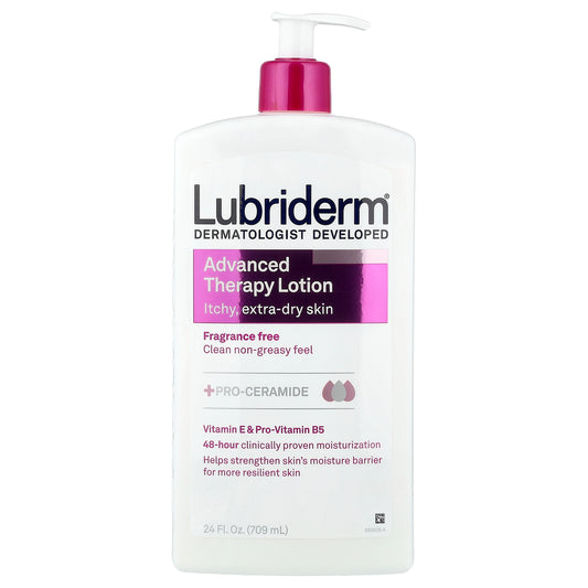 Lubriderm, Advanced Therapy Lotion, Itchy, Extra-Dry Skin, Fragrance Free, 24 fl oz (709 ml)