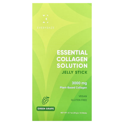 Everydaze, Essential Collagen Solution Jelly Stick, Green Grape, 10 Sticks, 0.7 oz (20 g) Each