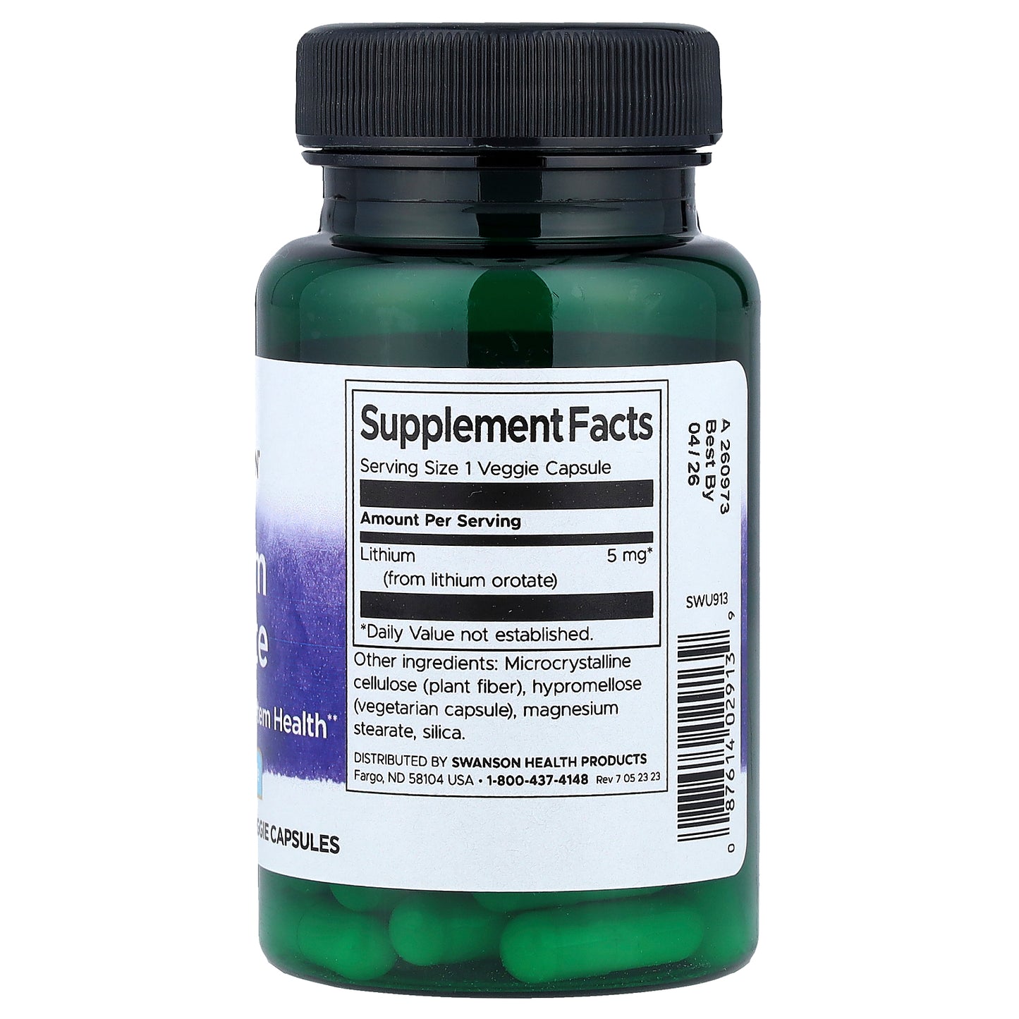 Swanson, Lithium Orotate, 5 mg, 60 Veggie Capsules