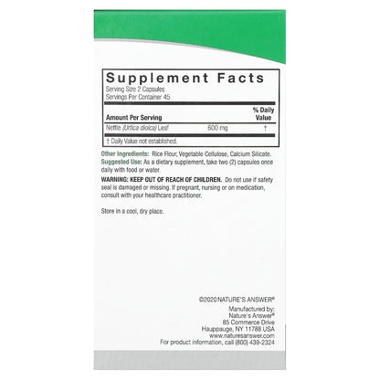 Nature's Answer, Nettle, 90 Vegetarian Capsules (300 mg per Capsule)