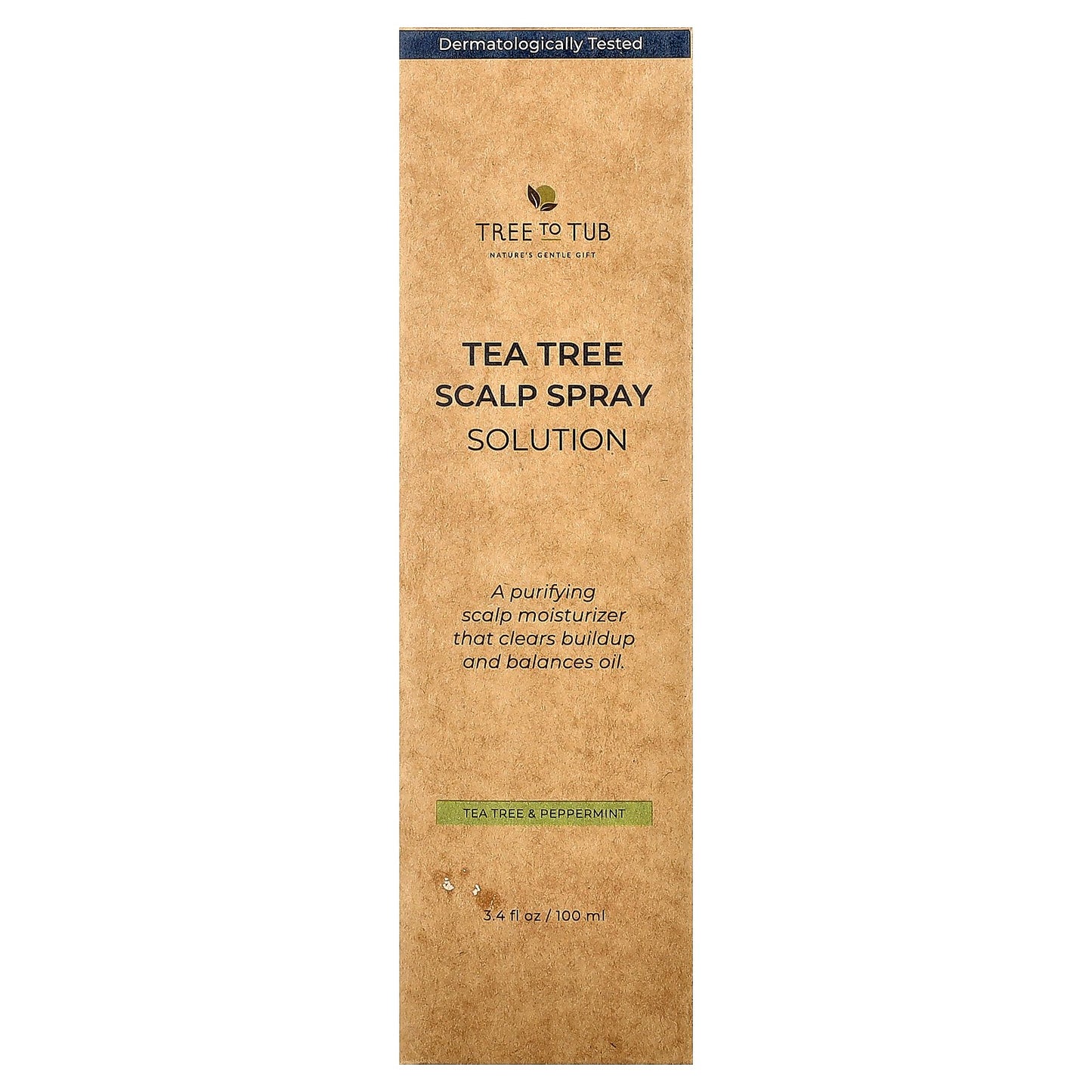 Tree To Tub, Tea Tree Scalp Spray Solution, Tea Tree & Peppermint, 3.4 fl oz (100 ml)