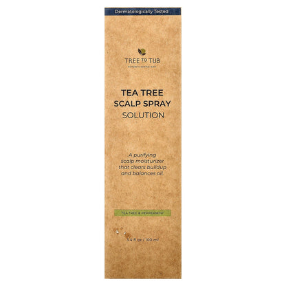 Tree To Tub, Tea Tree Scalp Spray Solution, Tea Tree & Peppermint, 3.4 fl oz (100 ml)