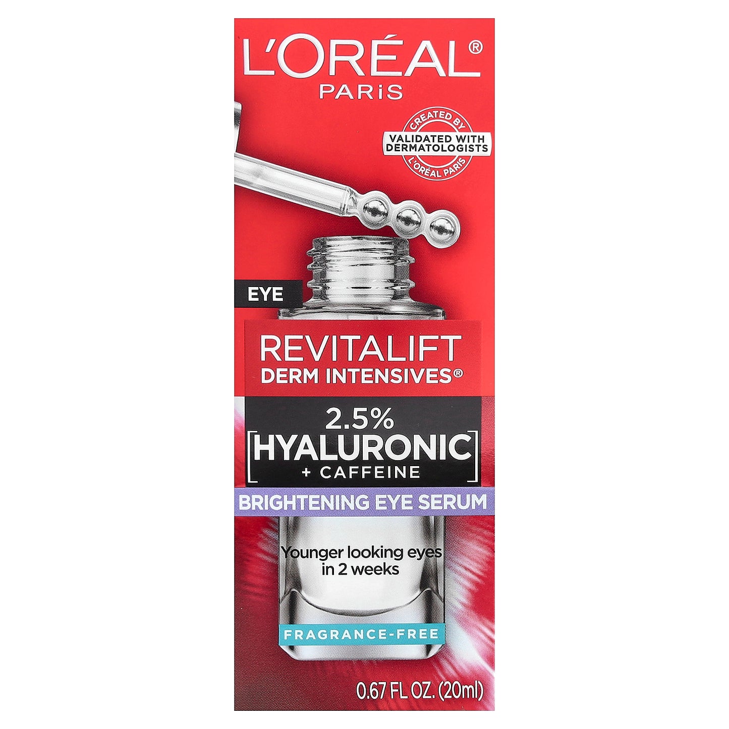 L'Oréal, Revitalift Derm Intensives®, Brightening Eye Serum, Fragrance Free, 0.67 fl oz (20 ml)