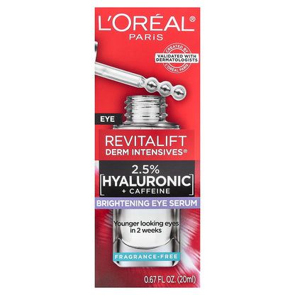 L'Oréal, Revitalift Derm Intensives®, Brightening Eye Serum, Fragrance Free, 0.67 fl oz (20 ml)