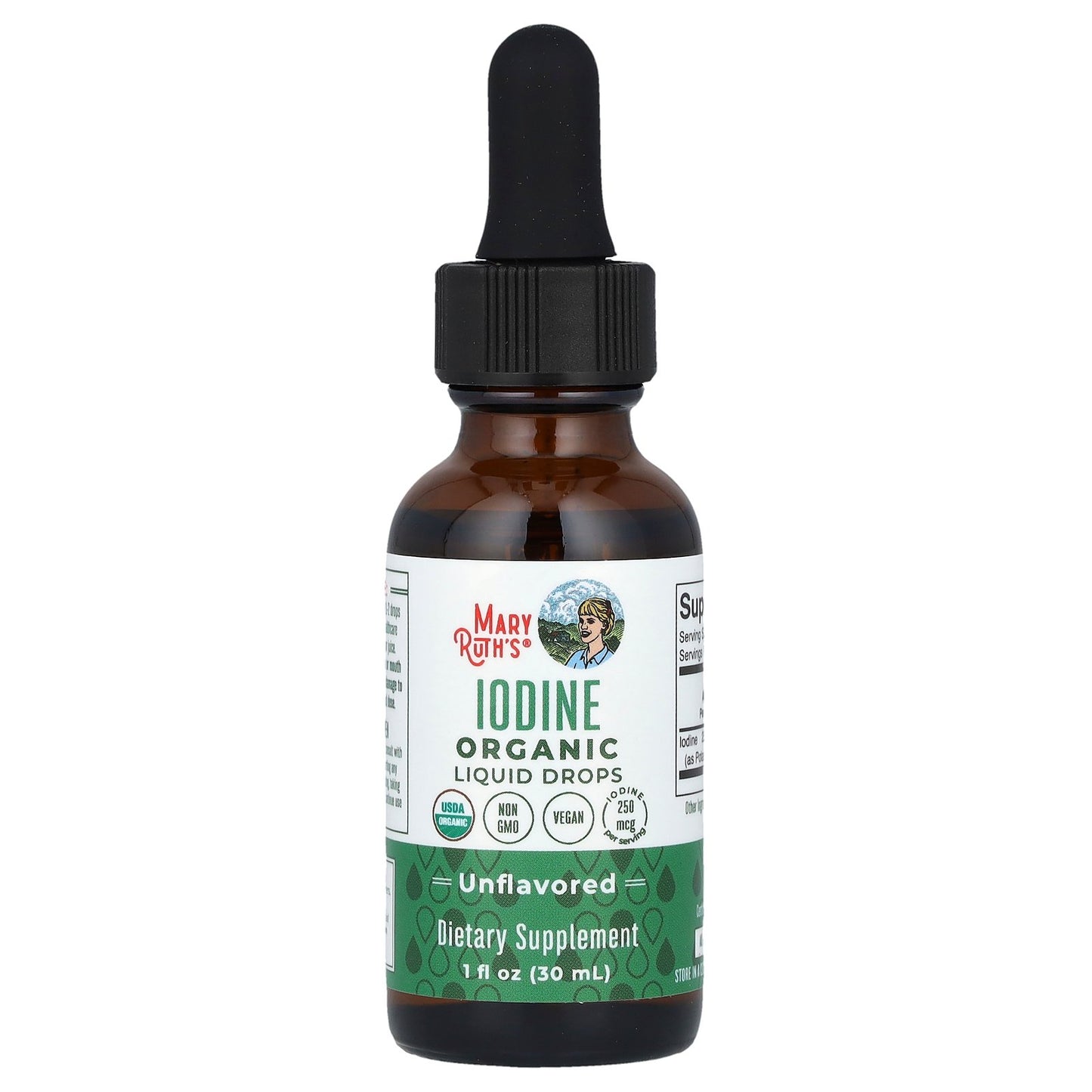 MaryRuth's, Organic Iodine Liquid Drops, Unflavored, 250 mcg, 1 fl oz (30 ml)