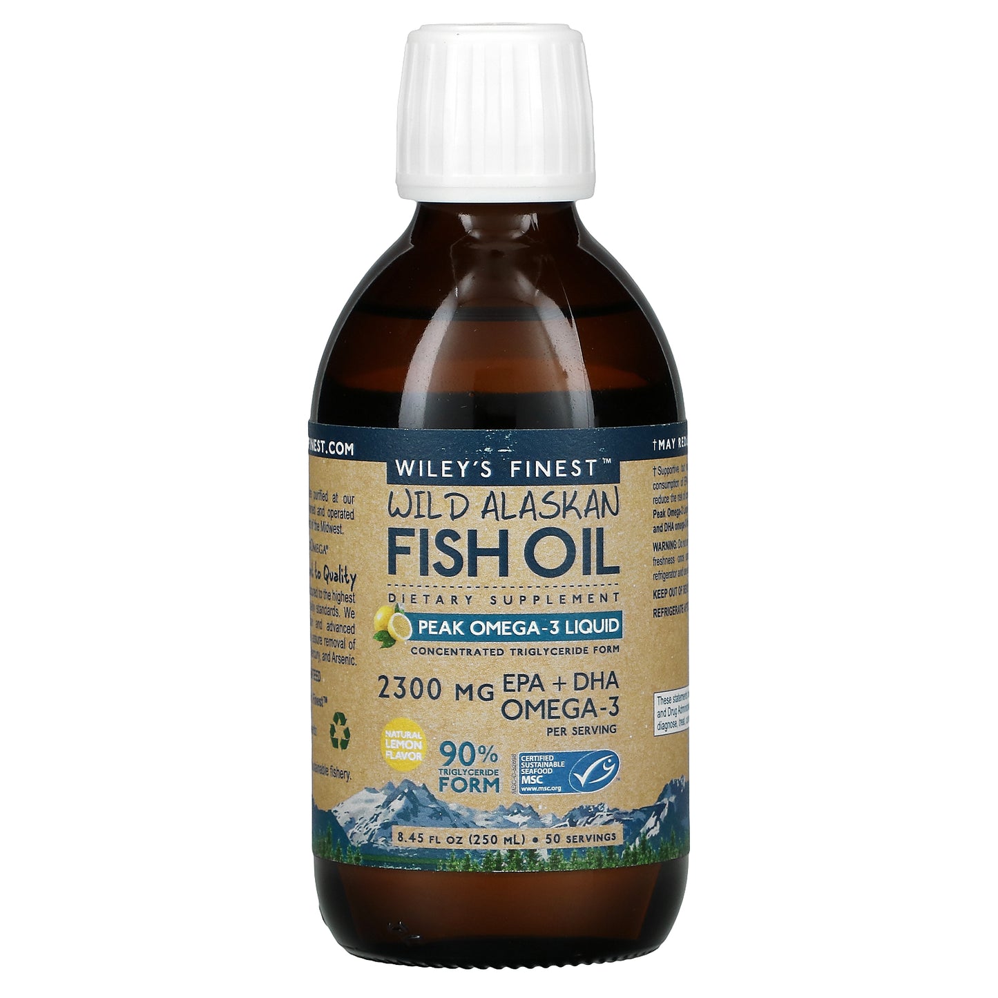 Wiley's Finest, Wild Alaskan Fish Oil, Peak Omega-3, Natural Lemon, 8.45 fl oz (250 ml)